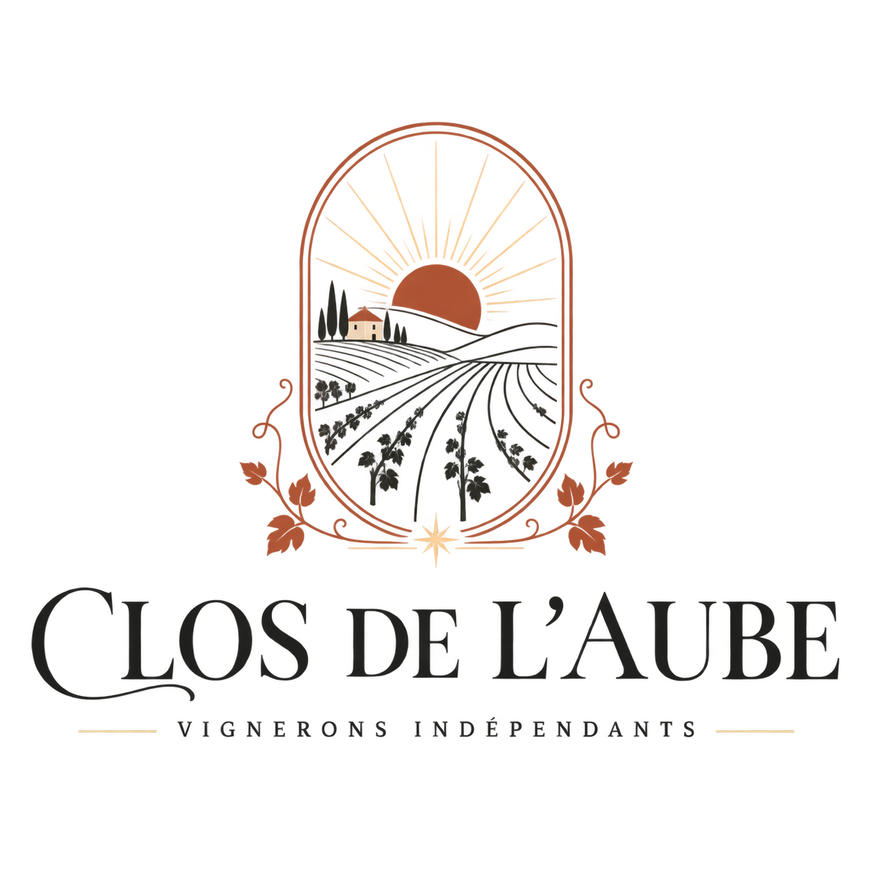 Concept de logo Clos de l’Aube créé par Luméange Studio